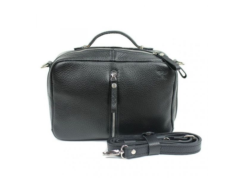 Женская кожаная сумка Avenue черная флотар, фото 7