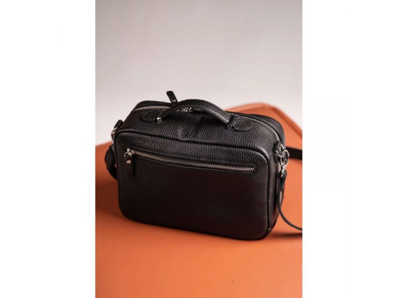 Женская кожаная сумка Avenue черная флотар, фото 2