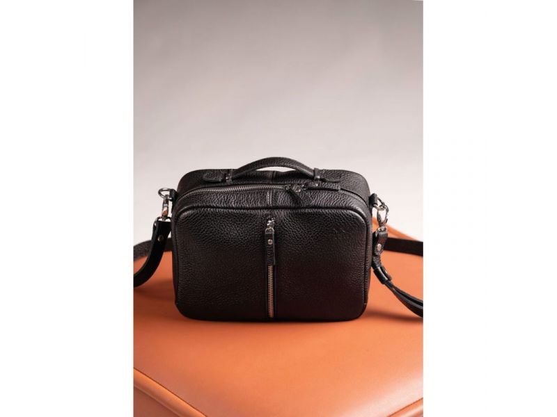 Женская кожаная сумка Avenue черная флотар, фото 3