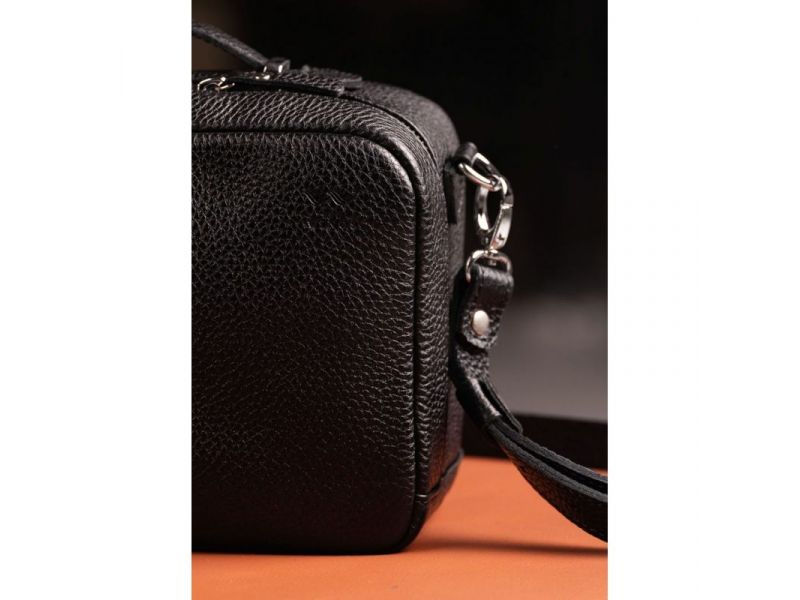 Женская кожаная сумка Avenue черная флотар, фото 4