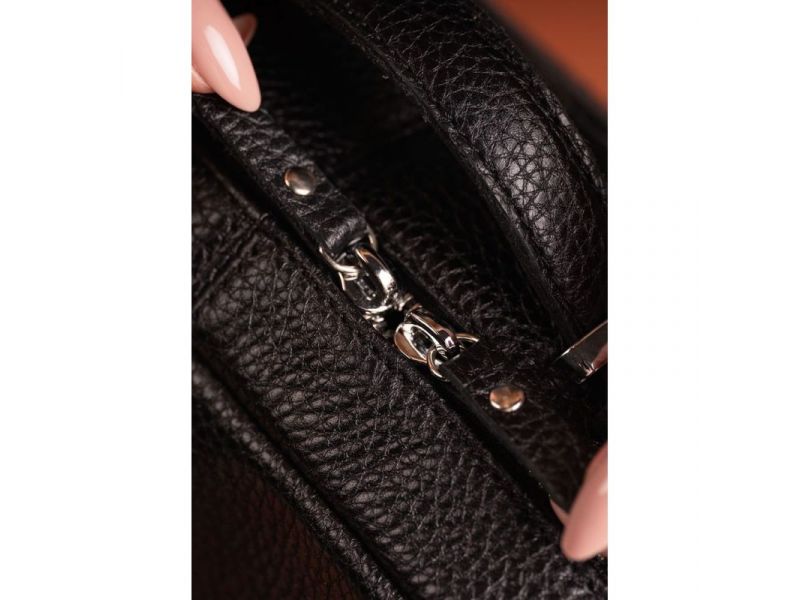 Женская кожаная сумка Avenue черная флотар, фото 5