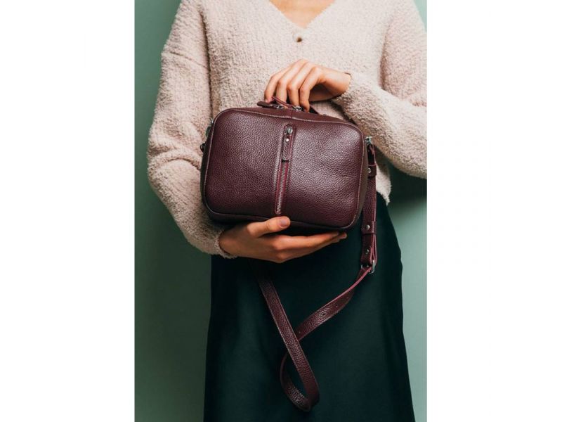 Женская кожаная сумка Avenue бордовая флотар, фото 2