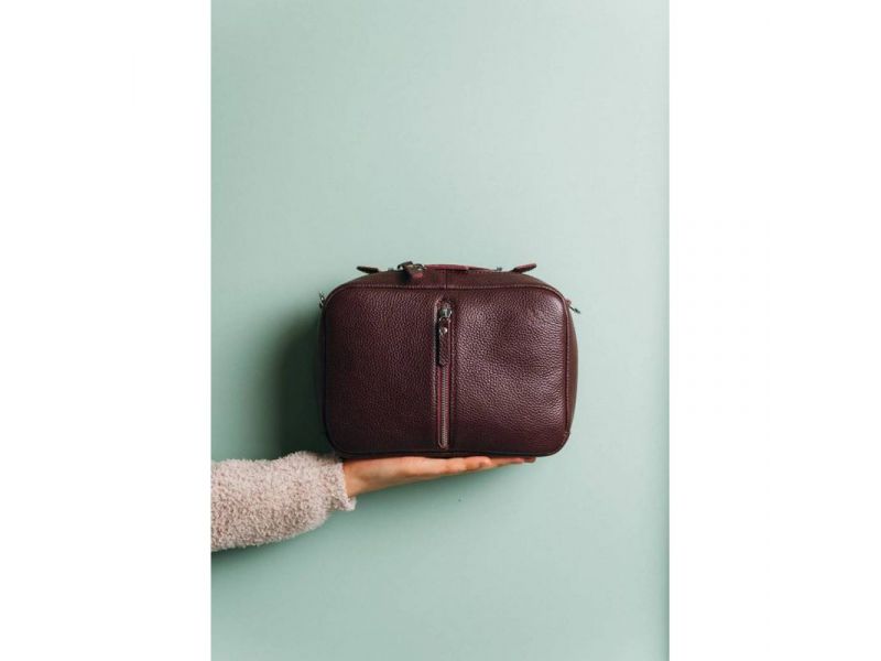 Женская кожаная сумка Avenue бордовая флотар, фото 3