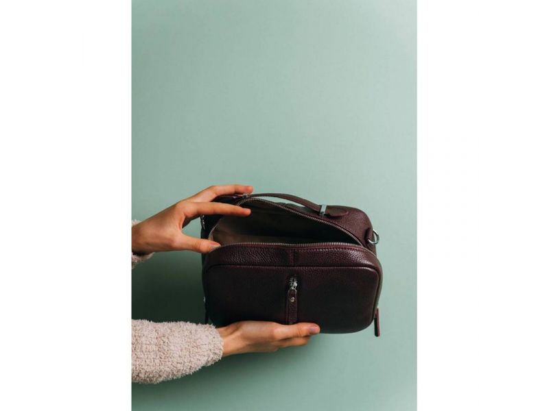 Женская кожаная сумка Avenue бордовая флотар, фото 4