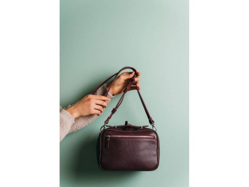 Женская кожаная сумка Avenue бордовая флотар, фото 5