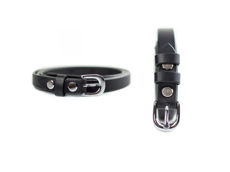 Женский кожаный ремень 15 мм черный, фото 3