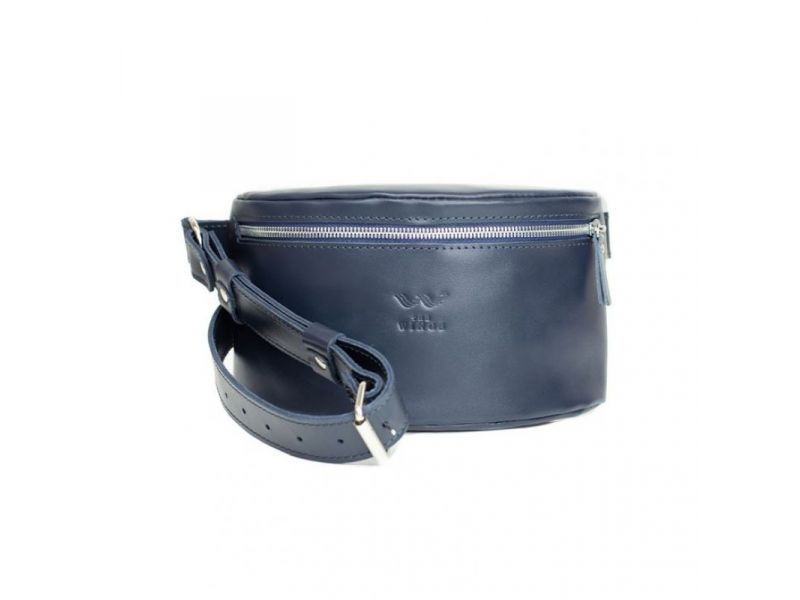 Кожаная поясная сумка синяя, фото 2