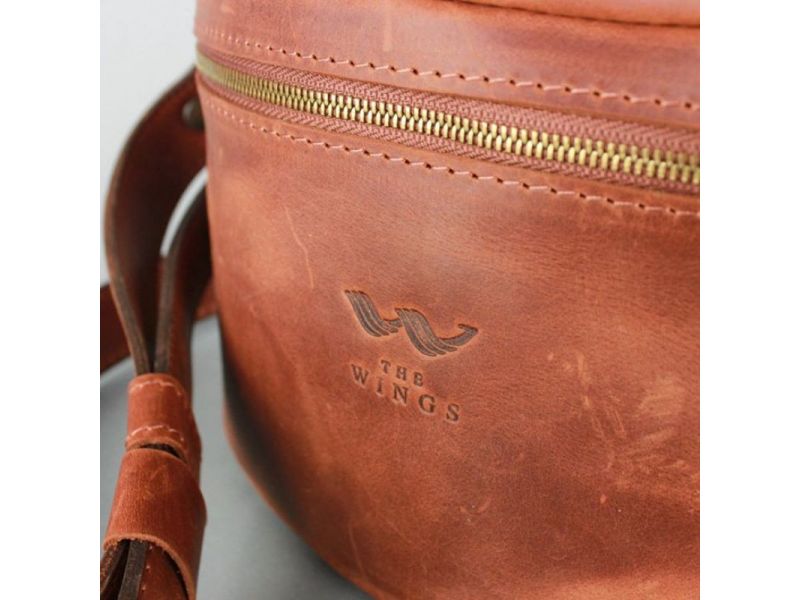 Кожаная поясная сумка светло-коричневая винтажная, фото 4