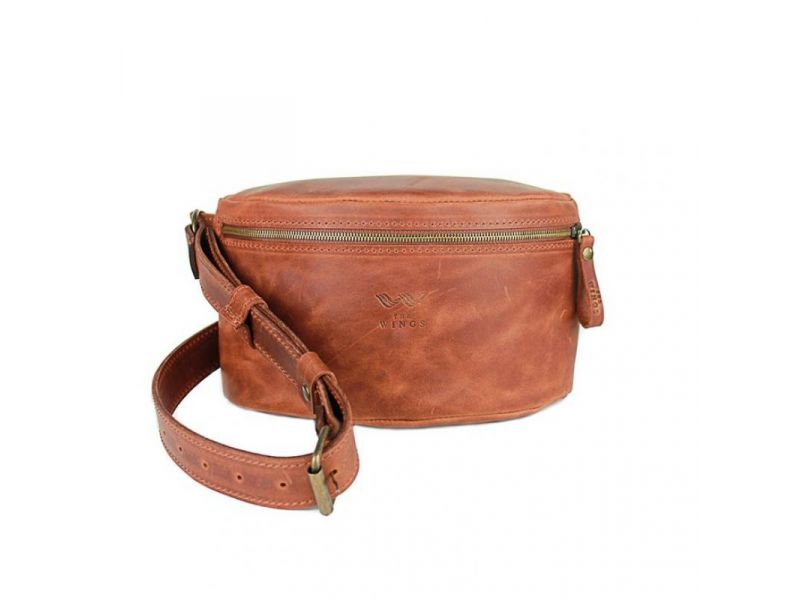 Кожаная поясная сумка светло-коричневая винтажная, фото 6