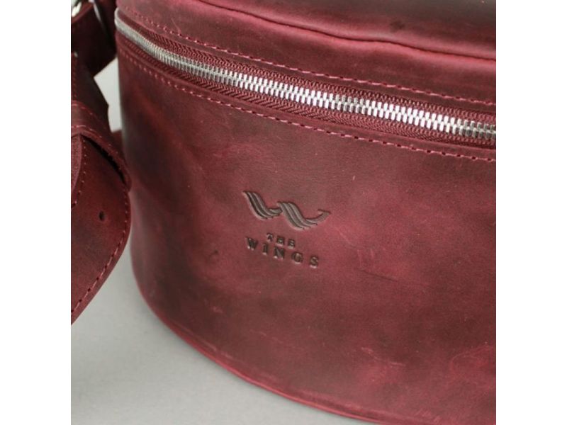 Кожаная поясная сумка бордовая винтажная, фото 4