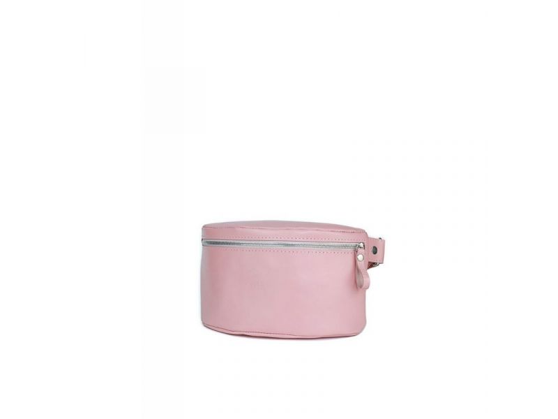 Женская кожаная поясная сумка розовая гладкая, фото 1