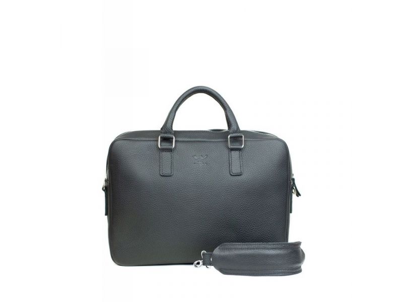 Кожаная деловая сумка Briefcase 2.0 черный флотар, фото 1