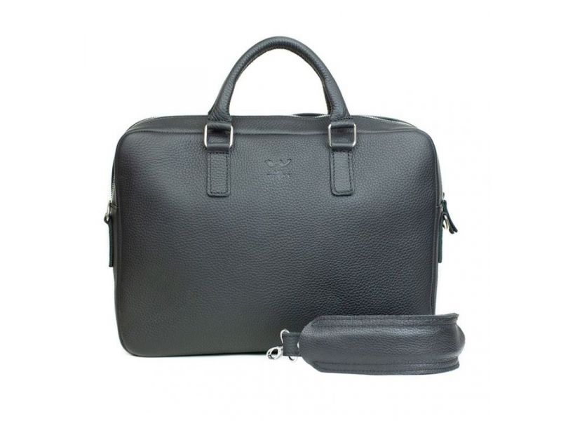 Кожаная деловая сумка Briefcase 2.0 черный флотар, фото 2