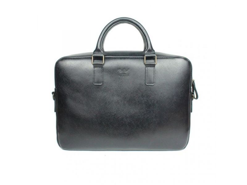 Кожаная деловая сумка Briefcase 2.0 черный сафьян, фото 2