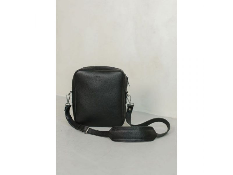 Кожаная сумка Challenger S черная флотар, фото 3