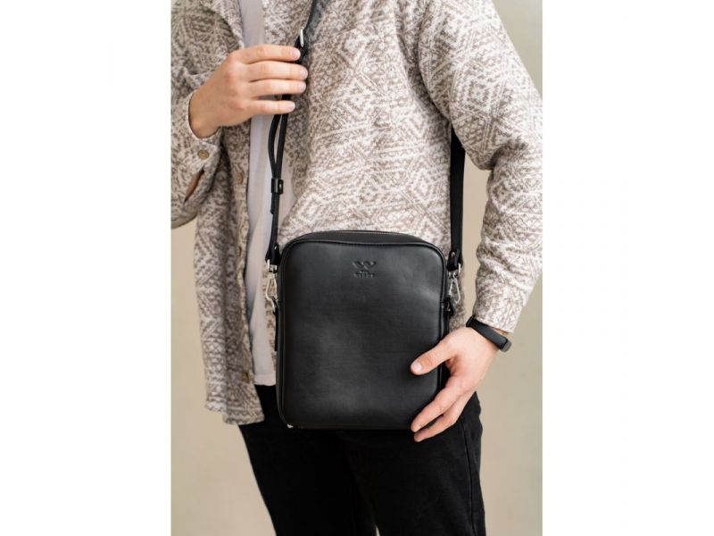 Кожаная сумка Challenger S черная, фото 1