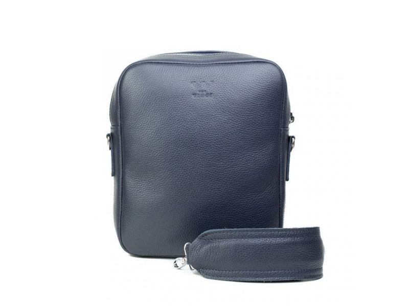 Кожаная сумка Challenger S синяя флотар, фото 2