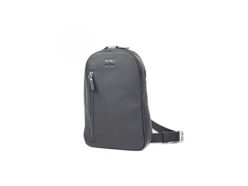 Мужская кожаная сумка Chest bag черная флотар, фото 1