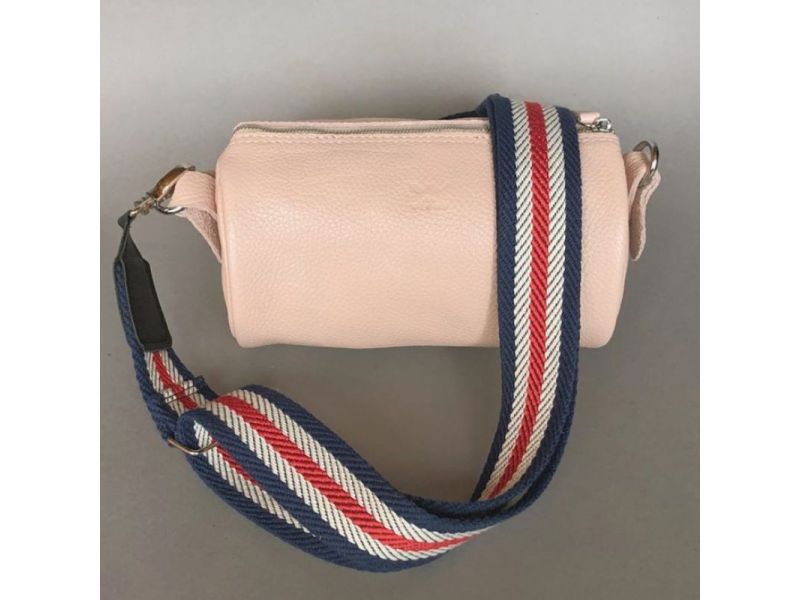 Кожаная сумка поясная-кроссбоди Cylinder пудровая флотар, фото 2