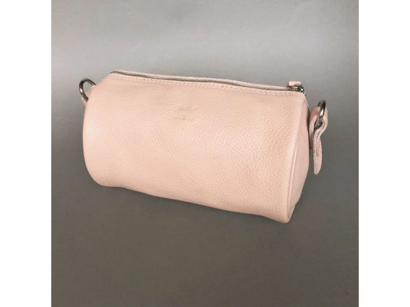 Кожаная сумка поясная-кроссбоди Cylinder пудровая флотар, фото 3