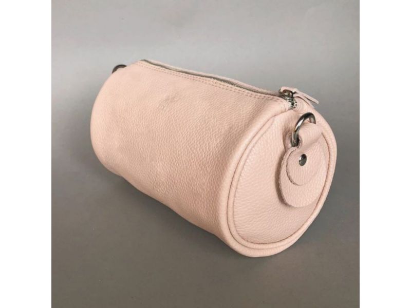 Кожаная сумка поясная-кроссбоди Cylinder пудровая флотар, фото 4