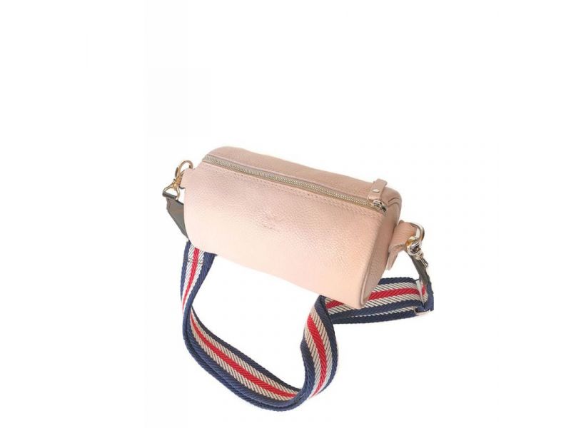 Кожаная сумка поясная-кроссбоди Cylinder пудровая флотар, фото 1