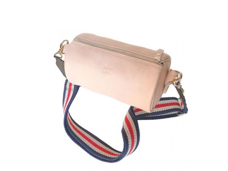 Кожаная сумка поясная-кроссбоди Cylinder пудровая флотар, фото 5
