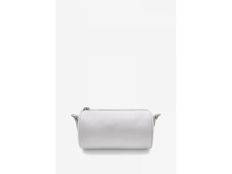 Кожаная сумка поясная-кроссбоди Cylinder белая флотар, фото 6