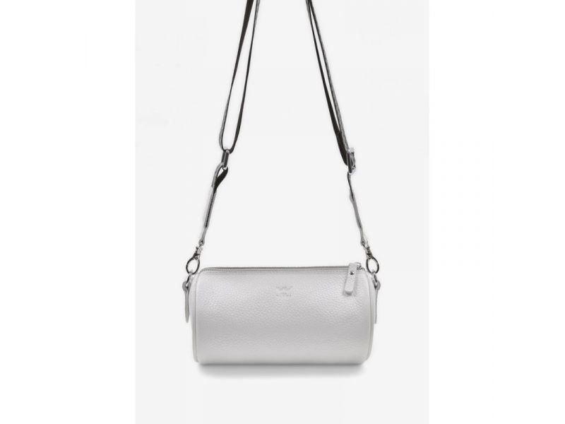 Кожаная сумка поясная-кроссбоди Cylinder белая флотар, фото 2