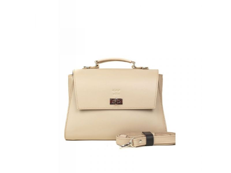 Женская кожаная сумка Classic бежевая, фото 1