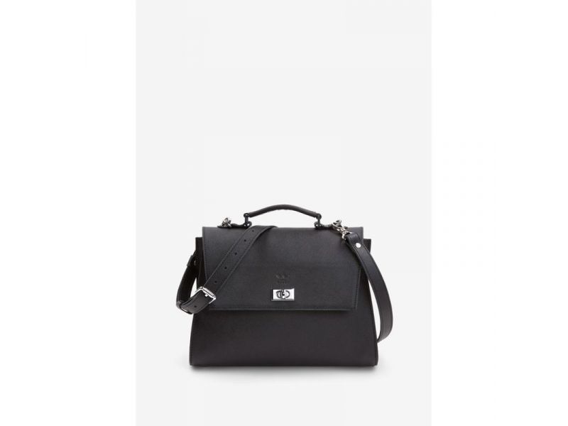 Женская кожаная сумка Classic черная сафьян, фото 2