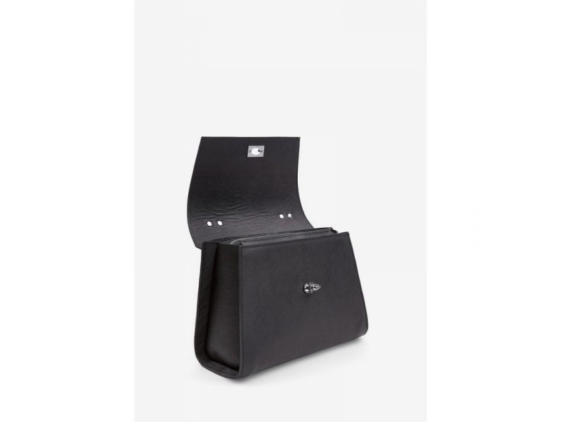 Женская кожаная сумка Classic черная сафьян, фото 6