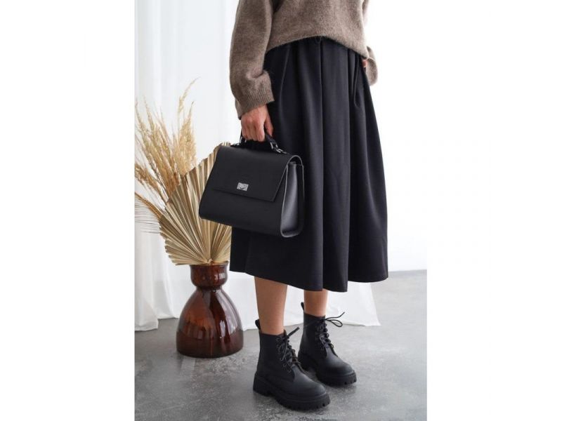 Женская кожаная сумка Classic черная, фото 7