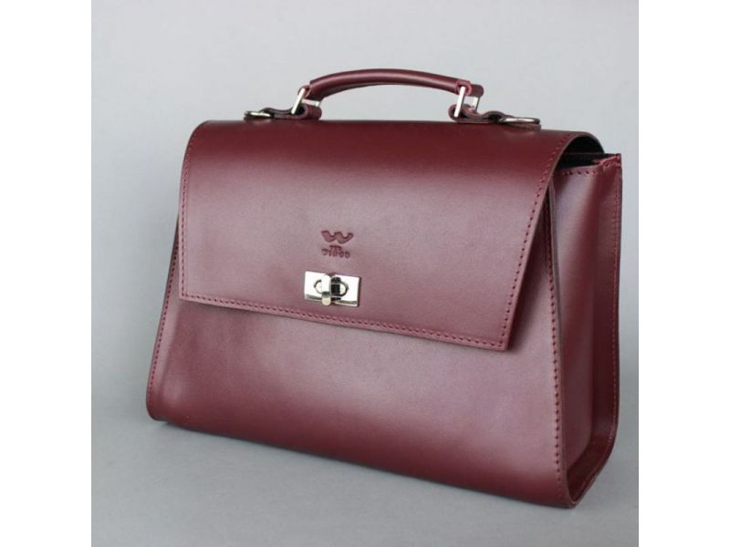 Женская кожаная сумка Classic бордовая, фото 2