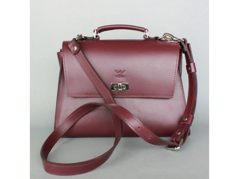 Женская кожаная сумка Classic бордовая, фото 3