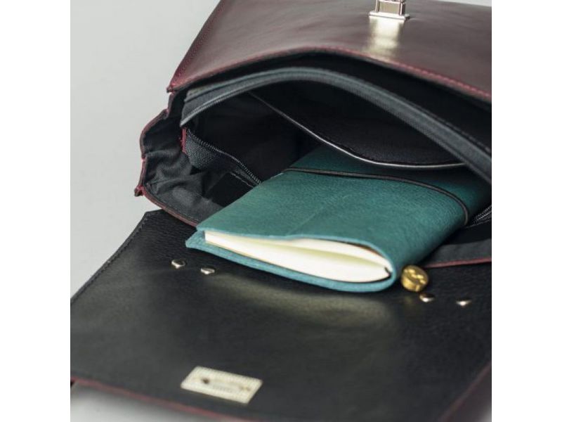 Женская кожаная сумка Classic бордовая, фото 5