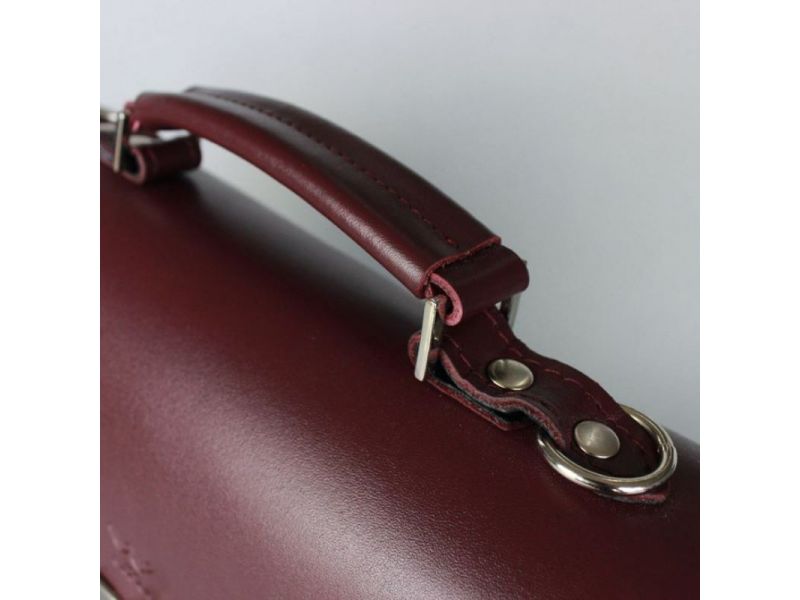 Женская кожаная сумка Classic бордовая, фото 6