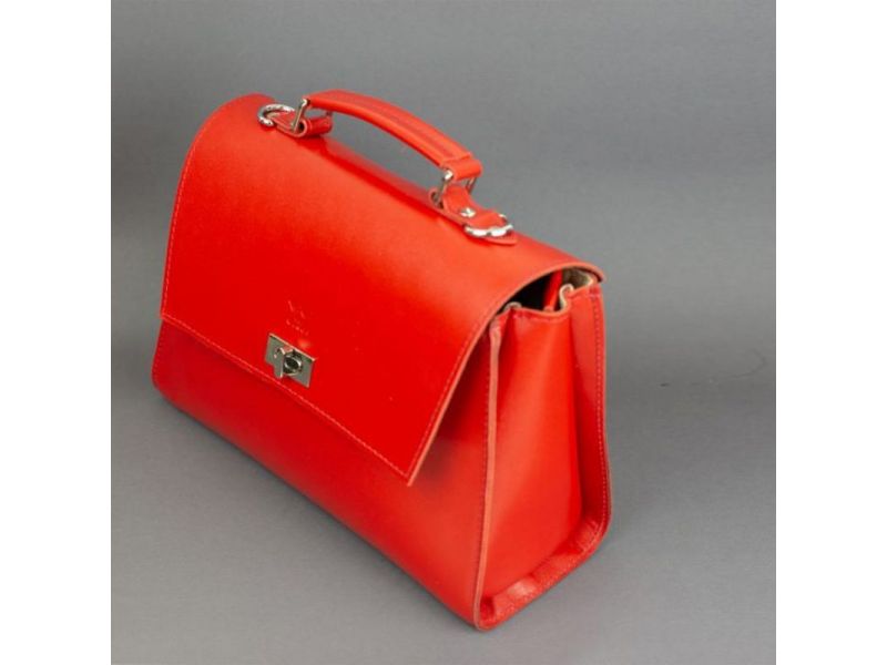 Женская кожаная сумка Classic красная, фото 3