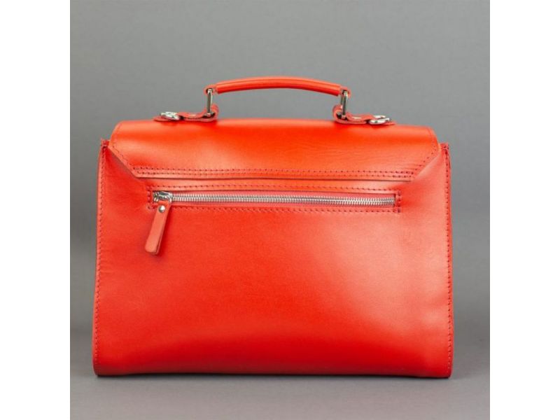 Женская кожаная сумка Classic красная, фото 5