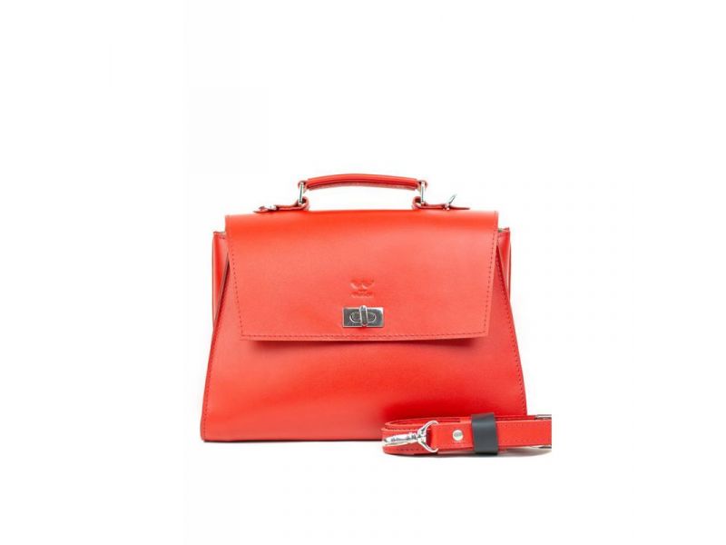 Женская кожаная сумка Classic красная, фото 1