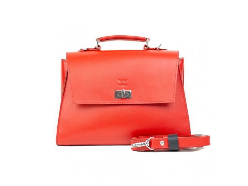 Женская кожаная сумка Classic красная, фото 6