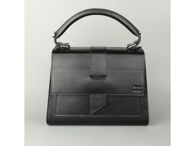 Женская кожаная сумка Ester черная, фото 4