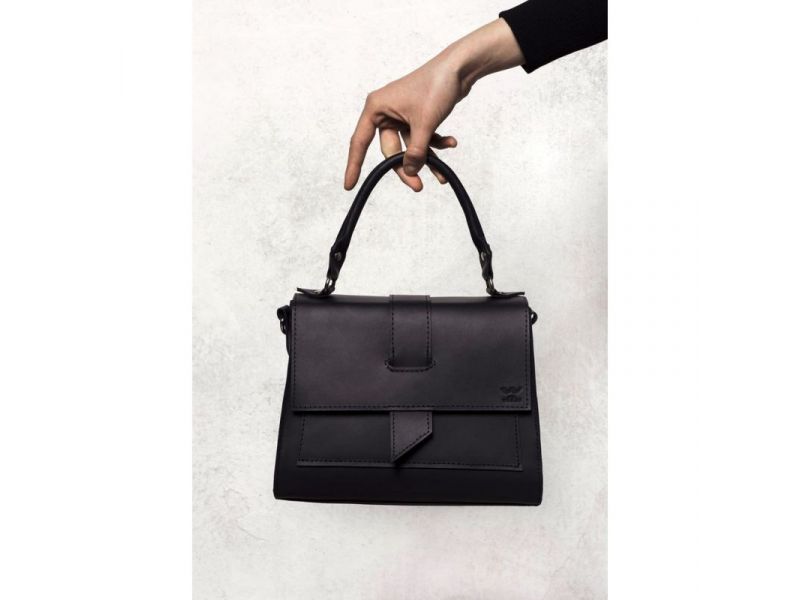 Женская кожаная сумка Ester черная, фото 2