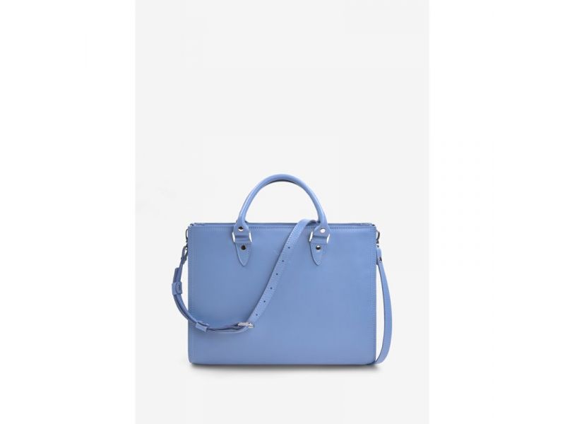 Женская кожаная сумка Fancy A4 голубая, фото 1