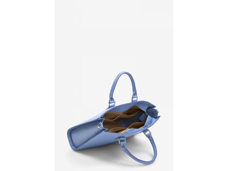 Женская кожаная сумка Fancy A4 голубая, фото 4