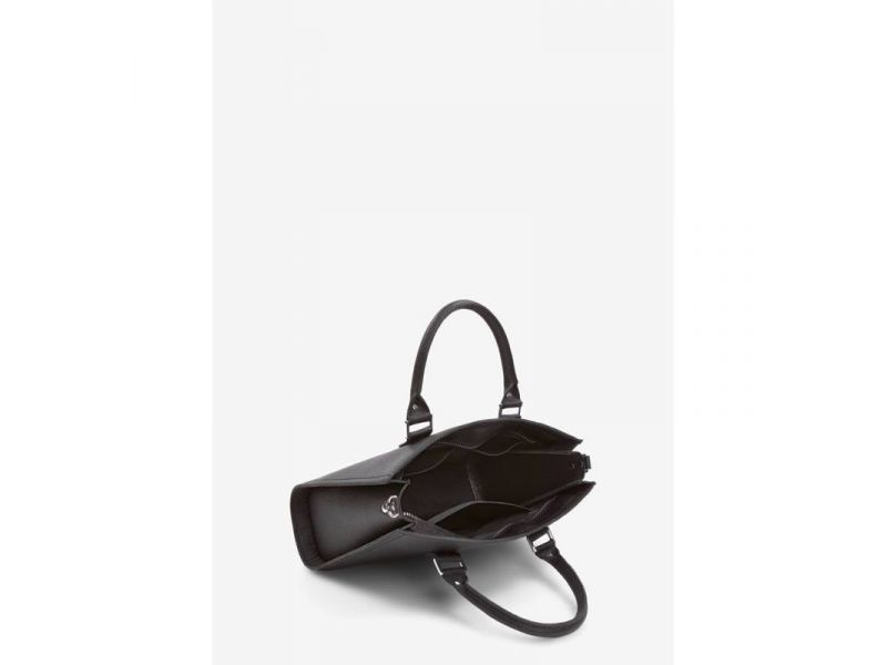 Женская кожаная сумка Fancy черная Saffiano, фото 4