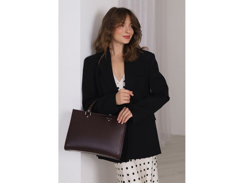 Женская кожаная сумка Fancy A4 бордовая, фото 1