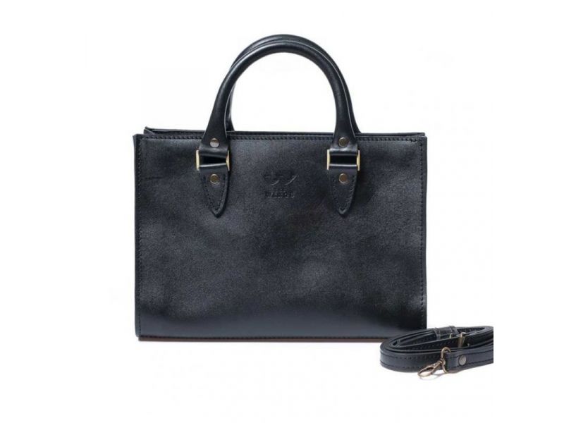 Женская кожаная сумка Fancy черная, фото 3