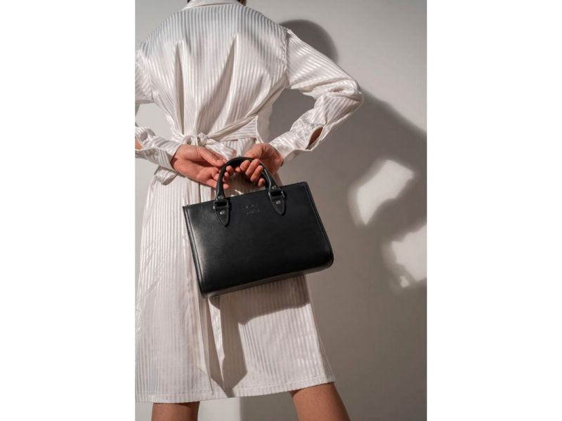 Женская кожаная сумка Fancy черная, фото 2