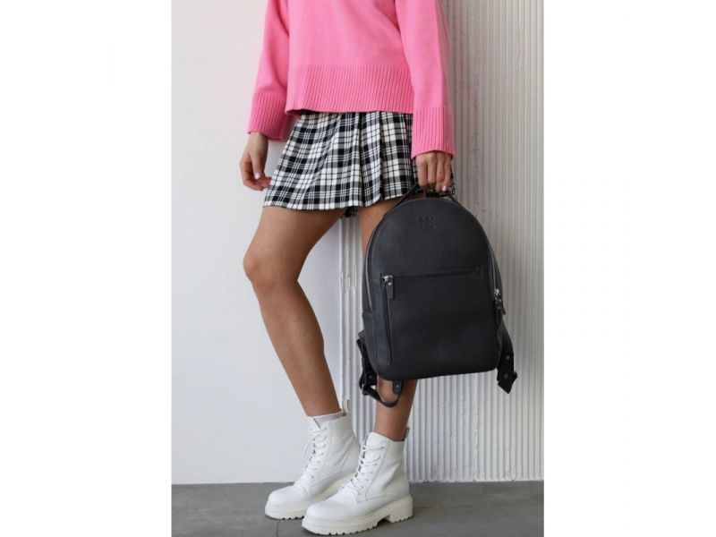 Кожаный рюкзак Groove M графитный, фото 1